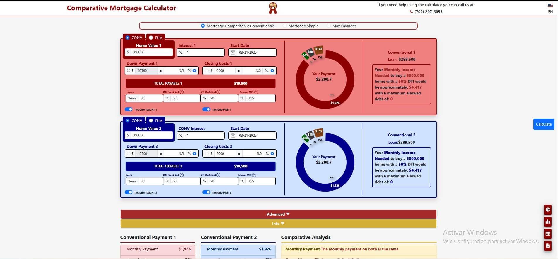 Comparative Mortgage Calculator main